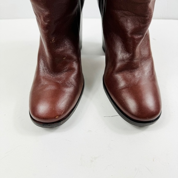 Rachel Comey Maroon leather pull on knee high heeled boots - Picture 12 of 12